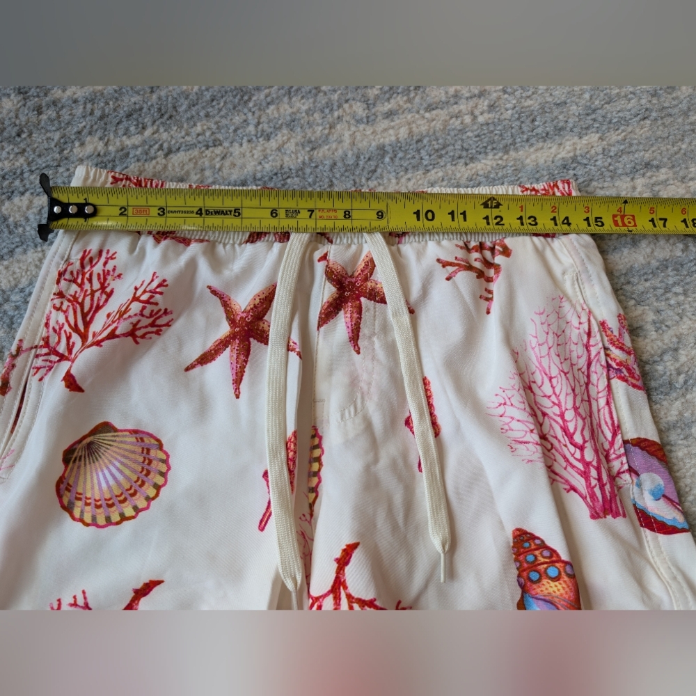 S Malibu Beach Club Men's Shorts Hawaiian Drill Lined Swim Beach Shells Nwot - Picture 7 of 7